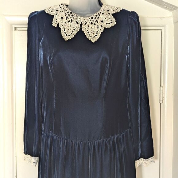 VTG Lanz RSVP Velvet Maxi Dress Whimsigoth Fairy Grunge Witchy Romantic 8 - Picture 3 of 10